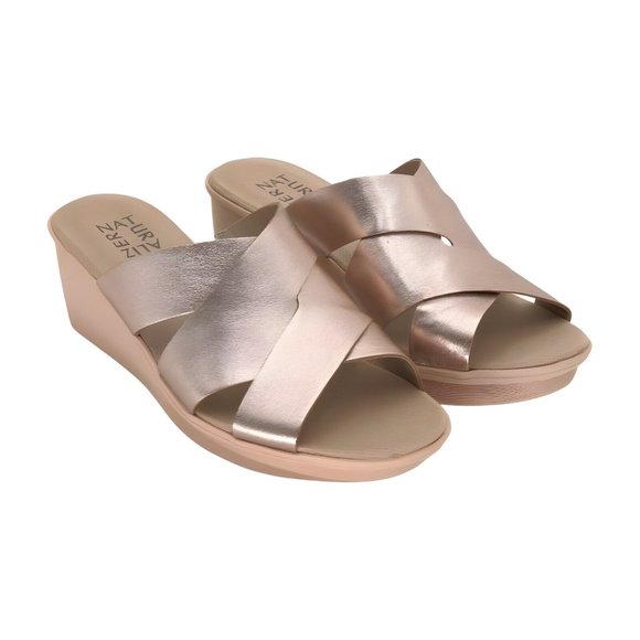 Naturalizer Womens Rowena Wedge Sandal, Warm Silver, Size 8 - Picture 8 of 8